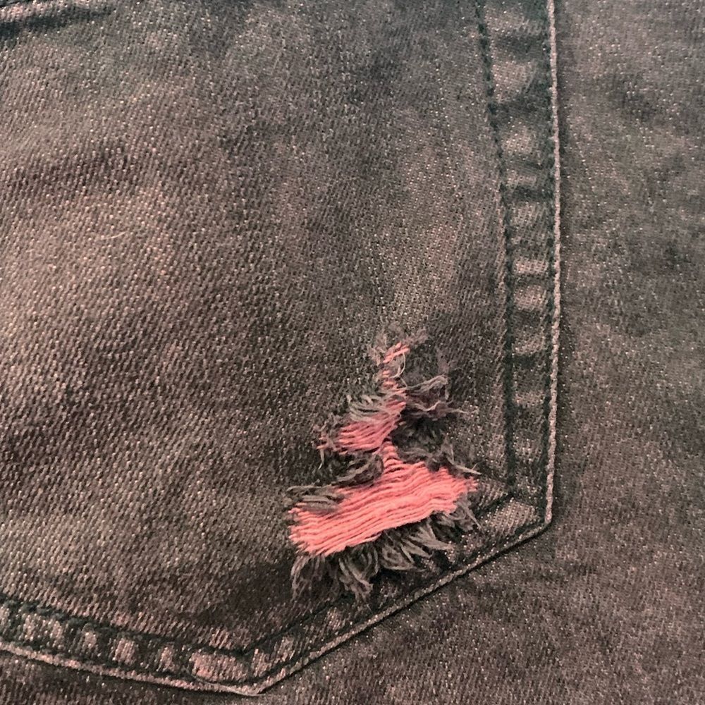 Blackheart Black Jean Shorts Distressed Frayed Hem - Picture 10 of 12